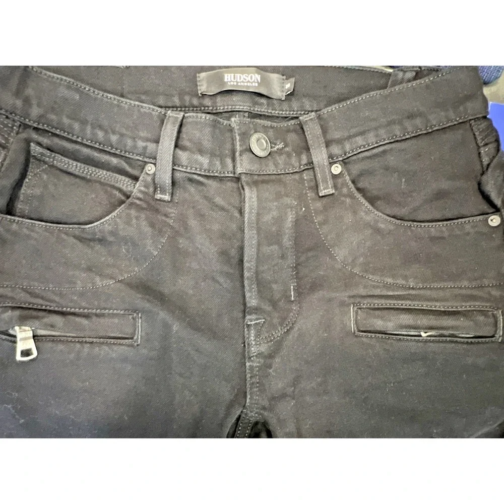 Hudson Blinder‎ V2 Biker Jeans Men 28 Black Moto Skinny Zip M446DPQ Stretch